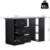 HOMCOM 47" Modern Home Office Computer Workstation Desk with 3-Tier Shelves 3 Storage Drawers - Black