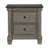 Transitional-Rustic Style Coffee and Antique Gray 2-Drawer Nightstand 1pc Flat Knobs Classic Bedroom Furniture