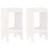 Bar Stool Set of 2 White Solid pine wood Medium Footrest