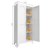 61'' 2 Shapely Doors Cabinet, Metal Storage Cabinet with Doors and Adjustable Shelves, for Bedroom, Living Room(White)