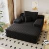 Modern Sofa bed lounger for moviebonus room,No Assembly Required,Black(Plush Corduroy Fabric)