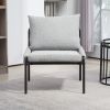 Modern Accent Lounge Chair with Braided Upholstery and Metal Frame, Comfortable Armchair for Living Room or Bedroom, Soft Cushioned Seat and Backrest