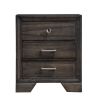 1pc Contemporary Style 3 Storage Drawers Nightstand End Table Bedroom Solid Wood Wooden Furniture Dark Wood Finish