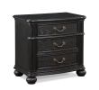 1pc Traditional Vintage Antique Drawer Pull 3-Drawer Nightstand Black Gray Dark Finish Bedroom Wooden Furniture