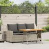 Garden Sofa Light Grey PE Rattan 3-Seater Adjustable Feet