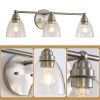 Modern 3-Light Brushed Nickel Bathroom Vanity Light with Clear Glass Shade