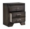 1pc Contemporary Style 3 Storage Drawers Nightstand End Table Bedroom Solid Wood Wooden Furniture Dark Wood Finish