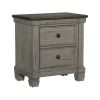 Transitional-Rustic Style Coffee and Antique Gray 2-Drawer Nightstand 1pc Flat Knobs Classic Bedroom Furniture