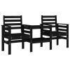 Garden Bench Black Solid pine wood Large Seats Many