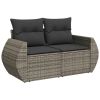 Garden Sofa Set Grey PE rattan, powder-coated steel Large Modular
