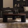 35.4 Inch Solid Wood Round Three Leg Dark Brown Modern Living Room Coffee Table