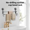 "No Hole Wall Mount Towel Holder - Sturdy Suction Cup Bathroom Rack with 2 Hooks for Robes, Towels & Accessories, Easy Install Home Decor"