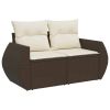 Garden Sofa Set Brown, Cream white PE rattan Large