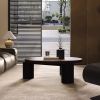 35.4 Inch Solid Wood Round Three Leg Dark Brown Modern Living Room Coffee Table
