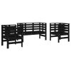 Garden Lounge Set Black Solid pine wood Medium Durable