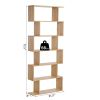 HOMCOM 75.5" H 6-Tier Oak Wooden Bookcase, Storage Display Shelf, Room Divider Freestanding