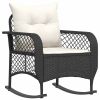 Garden Rocking Chair Black PE rattan, powder-coated steel Standard