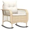 Garden Rocking Chair Beige Poly Rattan Standard Removable Covers