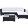 Garden Sofa Black, Cream White PE Rattan Medium Garden Sofa