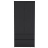 Beloit 3 Piece Bedroom Set, Nightstand + Dresser+ Armoire, Black