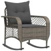 Garden Rocking Chair Grey PE rattan, powder-coated steel
