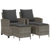 Garden Sofa Set Grey PE Rattan Large Removable Covers