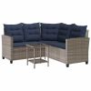 Garden Sofa Grey PE rattan Medium Adjustable Feet