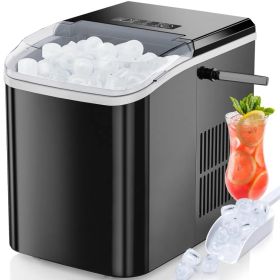 Countertop Ice Maker With Handle, 26lbs&24H Portable Ice Machine, 9 Bullet Ice Cubes Ready In 6 Mins, Self-Cleaning, Quiet Compact Ice Maker For (Option: Black)