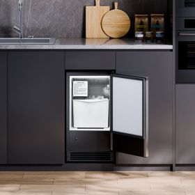 Undercounter Ice Maker 25 Lbs/Day Built-in Ice Maker Machine W/ Reversible Door (Option: Silver)