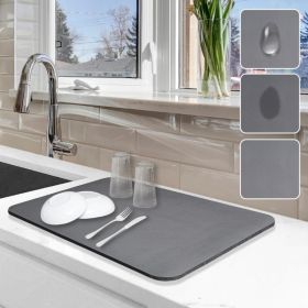 Dish Drying Mat For Kitchen Counter, 12x19 Pad With Rubber Backed (Option: grey)