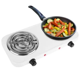 2000W Electric Double Burner Portable Coil Heating Hot Plate Stove Countertop RV Hotplate With Non Slip Rubber Feet 5 Temperature Adjustments (Option: White-2Burner)