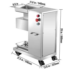 110V Commercial Meat Cutter Machine 1100LB/H Electric Meat Cutting Machine 750W Commercial Meat Slicer 3mm Blade Restaurant Food Slicer Stainless (Option: Silver)
