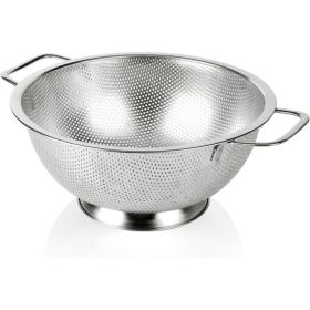Stainless Steel Colander, 3 Quart Kitchen Strainer, Durable Food Drainer For Washing Fruits, Vegetables, Pasta & Food Preparation (Option: Silver)