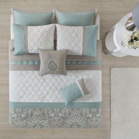 Queen 8 Piece Comforter Set (Option: Seafoam)