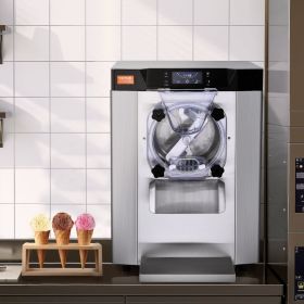 Commercial Ice Cream Machine, 12 L/H Yield, 1713W Single Flavor Countertop Hard Serve Ice Cream Maker,  4.5L Stainless Steel Cylinder, LED Panel (Option: Silver)