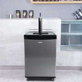 Beer Kegerator, Single Tap Draft Beer Dispenser, Full Size Keg Refrigerator With Shelves, CO2 Cylinder, Drip Tray & Rail, 32°F- 75.2°F Temperatur (Option: Silver)
