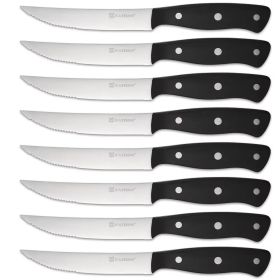 8-Piece 4.5-Inch Steak Knife Set, Carbon Steel Double Bevel, With Eco-Friendly POM Handles And Gift Box (Option: Primary Color)