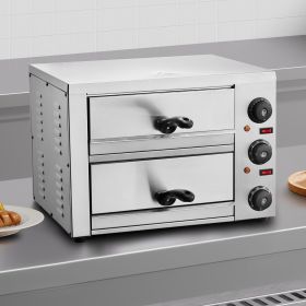 Electric Countertop Pizza Oven 12' Adjustable Temperature 0-120Min Timer (Option: Silver)