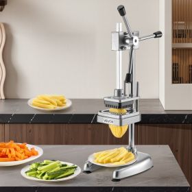 Commercial French Fry Cutter Stainless Steel Vegetable Chopper W/ 3 Blades (Option: Silver)