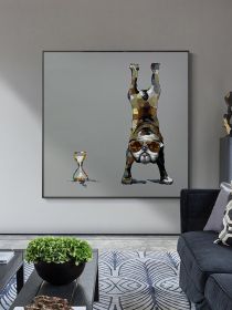 Hand Painted Abstract Upside Down Dog Wall Art Poster and Print Canvas Painting Creative Living Room Decor Picture (size: 100x100cm)