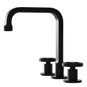 Industry Style 8 in. Widespread Double Handle High-Arc Bathroom Faucet Water-Saving With Drain Kit in Brushed Nickel (Color: Matte Black)