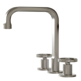 Industry Style 8 in. Widespread Double Handle High-Arc Bathroom Faucet Water-Saving With Drain Kit in Brushed Nickel (Color: Brushed Nickel)