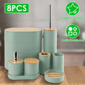 Bathroom Accessories Set of 8Pcs Bathroom Holder Set with Soap Dispenser Toothbrush Holder Cup Soap Dish Toilet Cleaning Brush Trash Can Qtip Holder V (Color: Green)