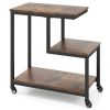 G-shaped Side Table 3-Tier Mobile End Table with Open Shelves