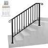 Outdoor Stair Handrail for 1 to 4 Steps Black Carbon Steel Transitional Hand Rail Kit with Installation Hardware Safety Railing for Porch Deck Patio C