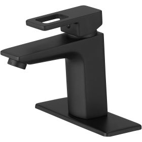 Single Hole Single-Handle Bathroom Faucet in Matte Black (Color: Matte Black)