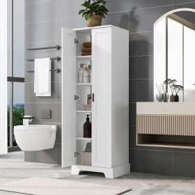 Storage Cabinet with Two Doors for Bathroom, Office, Adjustable Shelf, MDF Board (Material: MDF, Color: White)