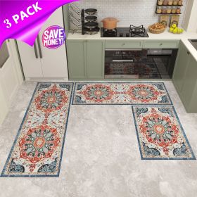 Kitchen Rug Sets 3 Piece with Runner Non Slip Kitchen Rugs and Mats Washable Kitchen Mats for Floor Thick Kitchen Floor Mat Carpet Runner Rugs for Hal (Color: Mixed)