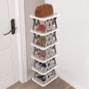 6 Tier Foldable Shoe Rack Vertical Shoe Organizer Narrow Shoe Rack for Small Spaces Space Saving Free Standing for Corner Entryway Hallway Bedroom