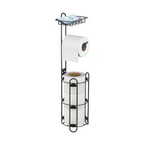 Toilet Tissue Paper Holder with Shelf for Bathroom (Color: Black, Type: Style B)